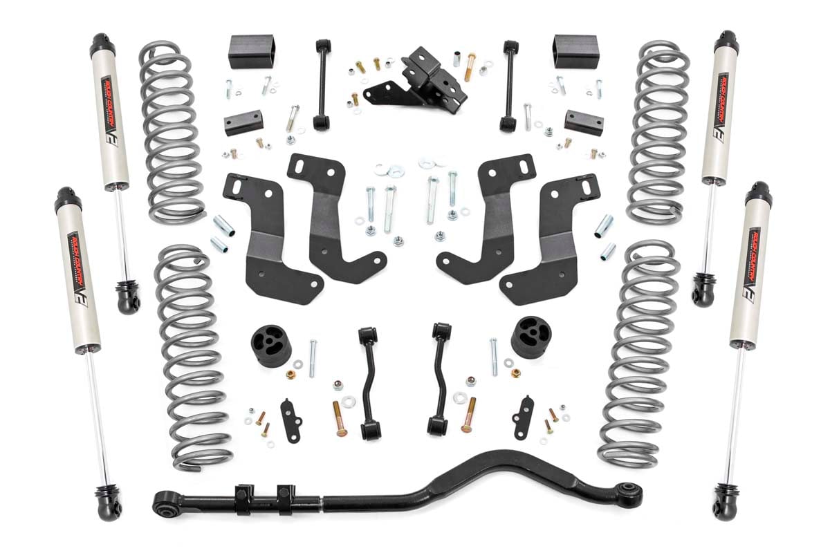 Jeep Wrangler Unlimited Suspension Lift Kit - Front + Rear - Rough Country - 3.5 Inch Lift Kit | C/A Drop | Stage 1 | V2 - '18-'23